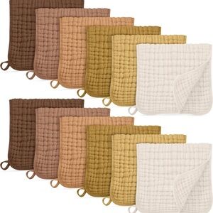 Set of 12 Soft Burp Cloths 100% Cotton